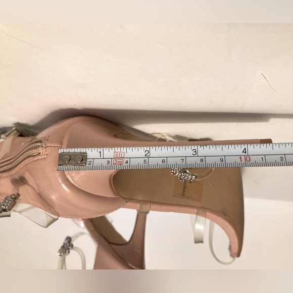 Lemonade Rhinestone Butterfly Stiletto Tall High Heel Clear Strap Square Toe 8.5 - Picture 8 of 16
